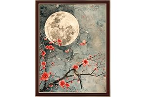 Leczany Cross Stitch Patterns Stamped Kit for Beginners | Embroidery Supplies DIY Craft Kit Starter Needlepoint for Adults or Kids | 11CT, 3 Strands | The Moon and Plum Blossoms 15.8x20.9 inches