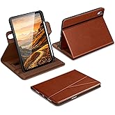 DTTO for iPad A16 Case, iPad 11th / 10th Generation Case (2025/2022), 360 Degree Rotating Premium Leather Folio Stand Cover with Pencil Holder, Brown