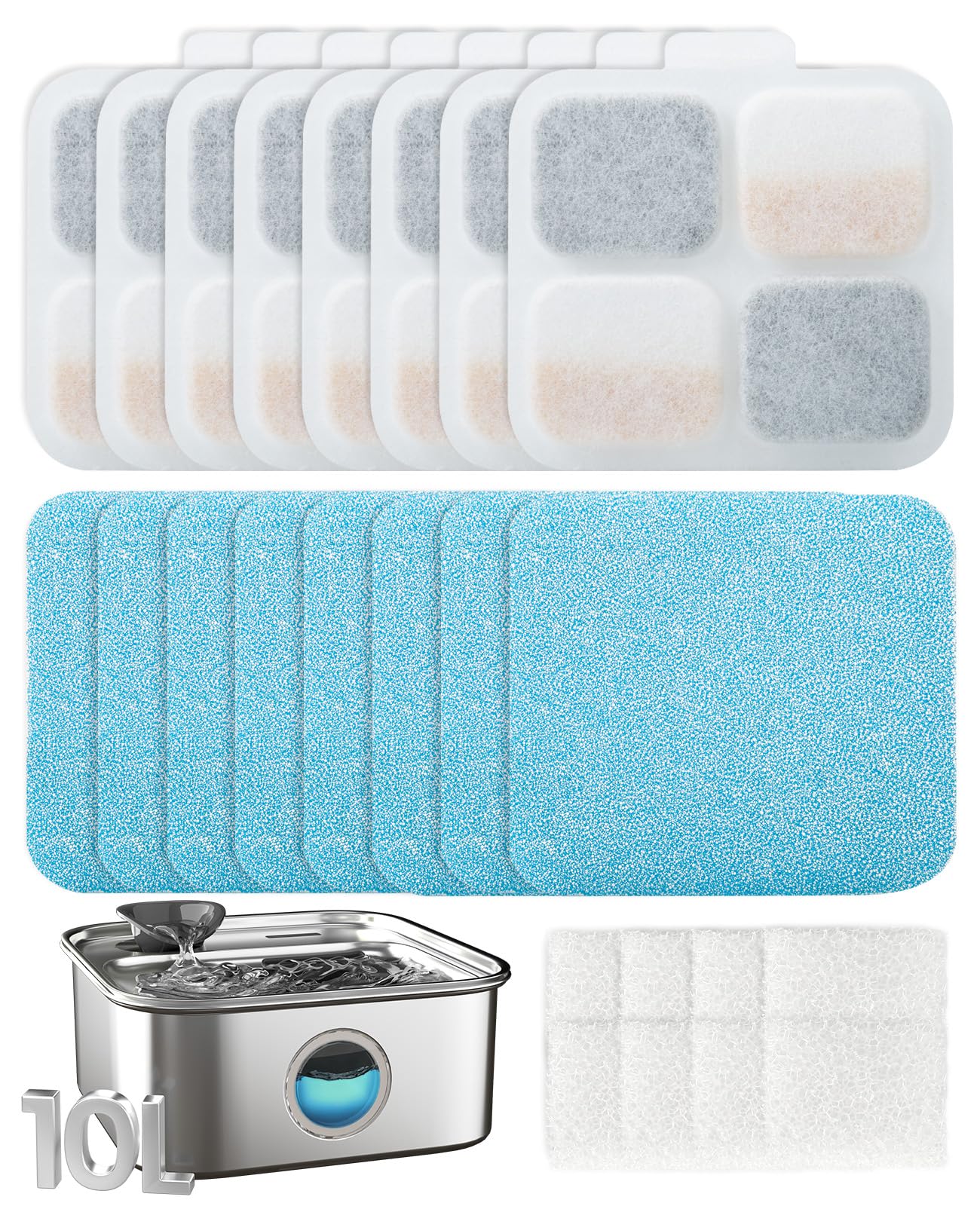 Photo 1 of oneisall 8Set Filters for for PW07SAU 10L/2.64Gal Stainless Steel Dog Water Fountain