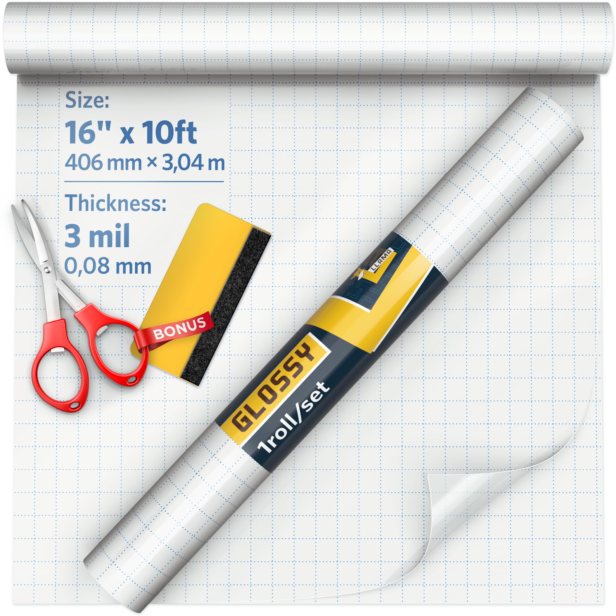 Photo 1 of Self Adhesive Clear Glossy Laminating Roll 16” x 10ft 3 MIL Multipurpose Laminating Film Roll Peel and Stick