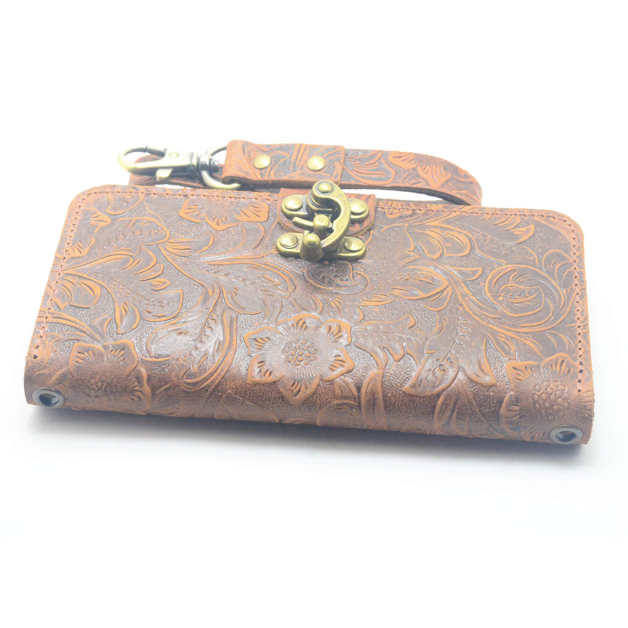 JJNUSA Compatible with iphone 12 6.7inch 2020 Handmade Genuine Distressed Leather Wallet Case Flip Cover Case Brown