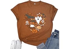 Women's Halloween Shirt: Love Art Patterns Halloween Party T-Shirt Crewneck Short Sleeve