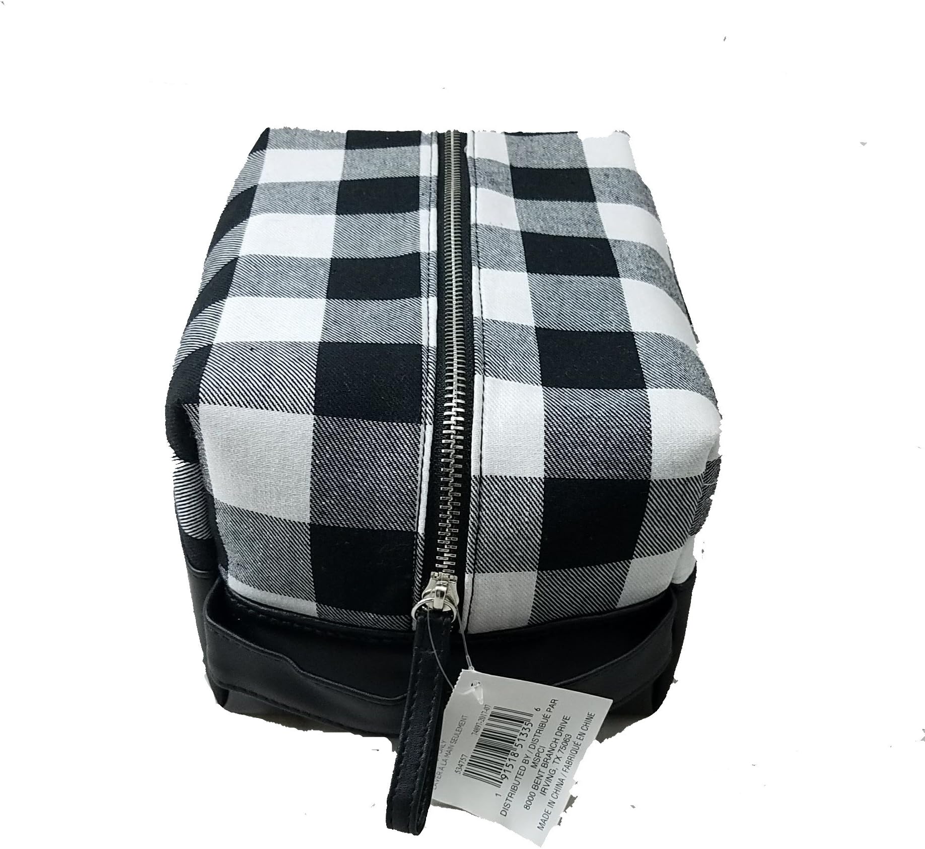Red and Black or White and Black Checkered Plaid Toiletry Bag (White/Black)