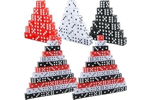 Cotiny 180 Pcs 16mm Dice Bulk Acrylic 6 Sided Dice Bulk Black White Red Square Corner Dices for Casino Theme Board Game Vegas Casino Birthday Party Supplies, 3 Colors