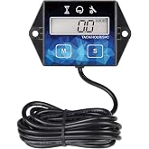 Runleader RL-HM011F Digital Hour Meter, Small Engine Tachometer | Maintenance Reminder IP65 Waterproof Replaceable Battery RPM Counter for Lawn Mower, Tractor, Generator, Marine Outboard