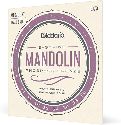 D'Addario EJ70 Phosphor Bronze Mandolin Strings Ball End .011-.038 Medium Light
