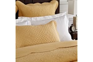 Calla Angel Sage Garden Luxury Pure Cotton Quilted Pillow Sham, Euro, 26x26, Yellow Gold