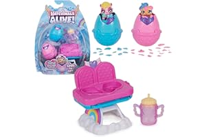 Hatchimals Alive, Hungry Hatchimals Playset with Highchair Toy and 2 Mini Figures in Self-Hatching Eggs, Kids Toys for Girls and Boys Ages 3 and up
