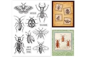 PH PandaHall Insects Stamp Sets, Beetles Clear Seal Stamps Silicone Transparent Seals for DIY Scrapbooking, Cards Making, Photo Album Decoration, Stamp Sheets, Collection of Specimens