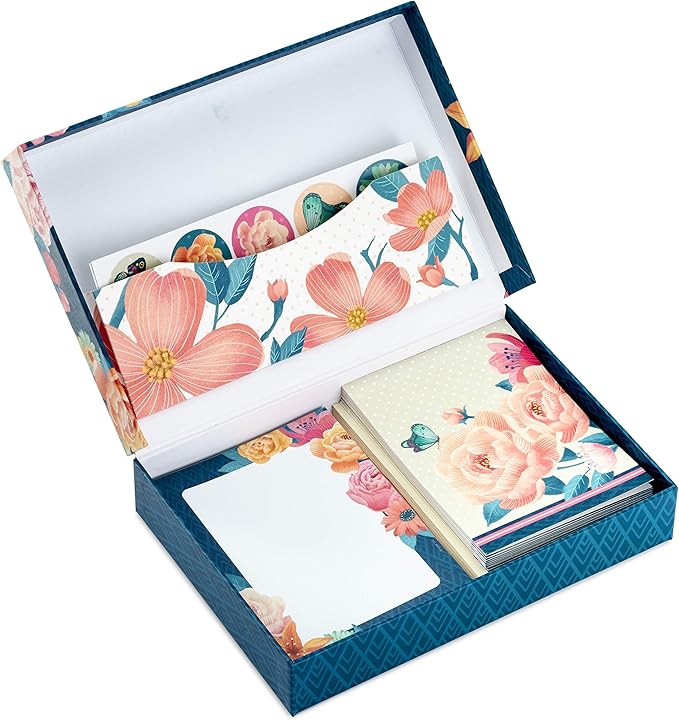 Hallmark Stationery Set with Desk Organizer, Floral (10