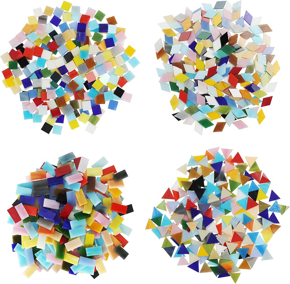 Belle Vous Mosaic Tiles 525 Pc Mixed Coloured Tiles 4 Shapes