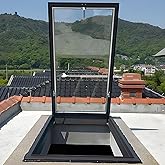 Skylights &amp; Roof Windows, Sloped Flat Roof Skylight Cover Attic Sun Room Underground Lighting Well Window, Aluminum Alloy Frame And Double-layer Insulating Glass, for Attic/Sun Room(Gray,LxW 50x50cm/1