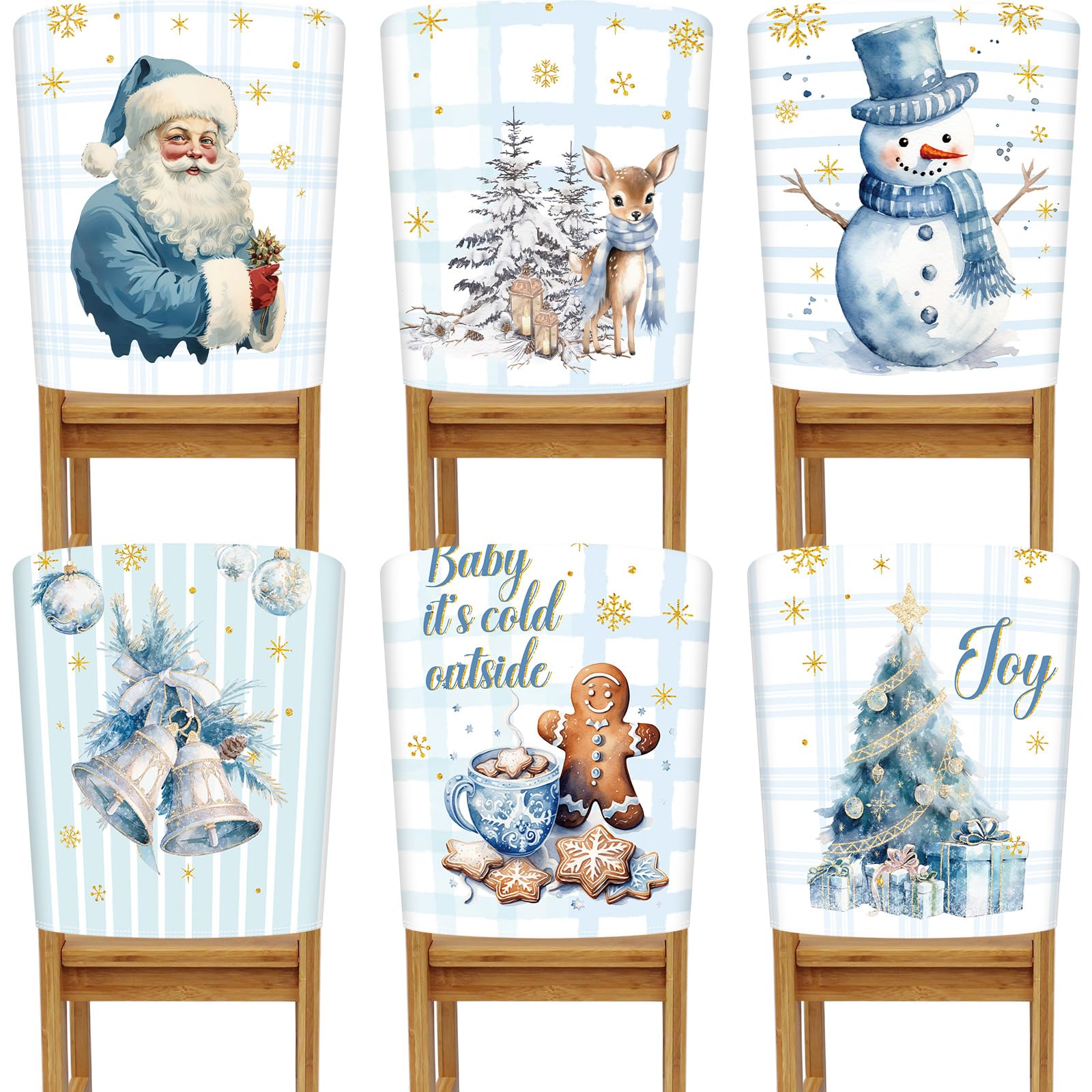 Photo 1 of Buryeah 6 Pcs Christmas Chair Back Covers 6 Styles Removable Washable Stretch Dining Room Slip Covers Parson Chair Protector for Christmas Decorations Home Party Decor 23.6'' x 19.7''(Winter)