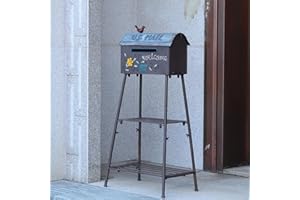 MEIYIHUI Metal Mailbox and Plant Stand Combination,Mailboxes for Outside with Plant Stand,Decorative Mailboxes Outside,Rustic Mailbox,Garden Porch Decor