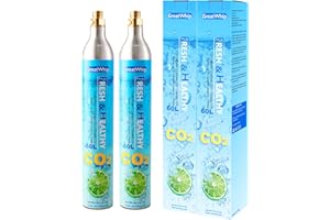 GreatWhip 60L CO2 Cylinder For Sodastream, Exchange Carbonator Compatible With SodaMaker Appliances, Threaded Cylinder, 2 Packs