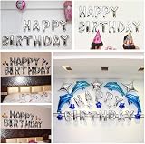 Toniful 16 Inch Happy Birthday Foil Balloon Banner Silver Letters view 4