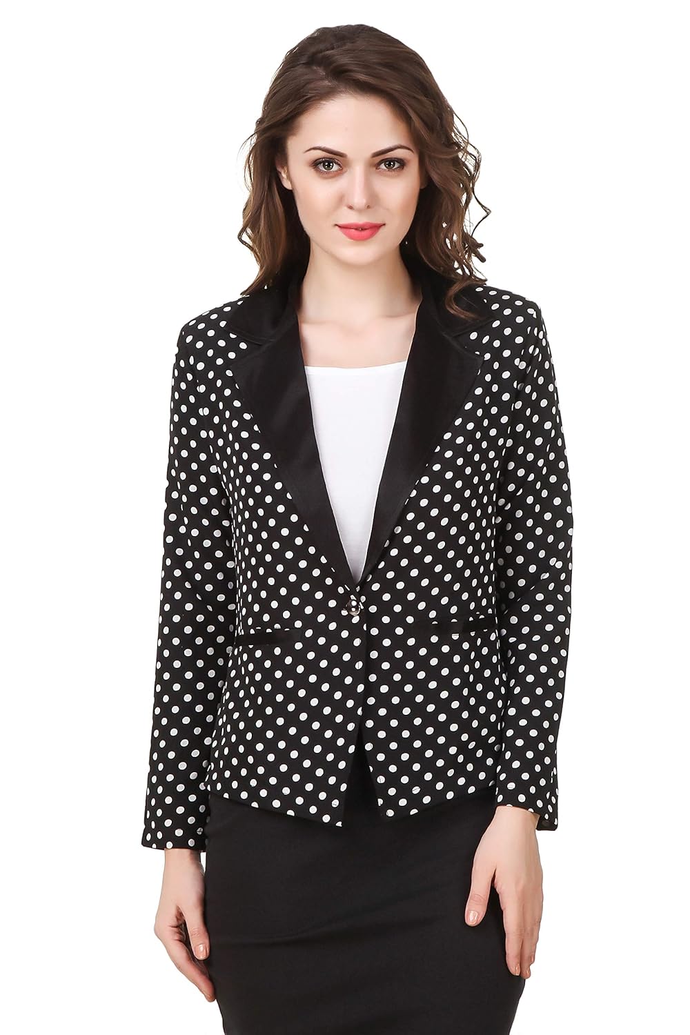texco white polka dot summer women blazer