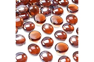 RUOJAS 10 Pounds Amber Fire Glass Beads 3/4 Inch Firepit Gems for Fire Pit Table, Fireplaces, Fire Bowl, Garden Landscaping & DIY Crafts