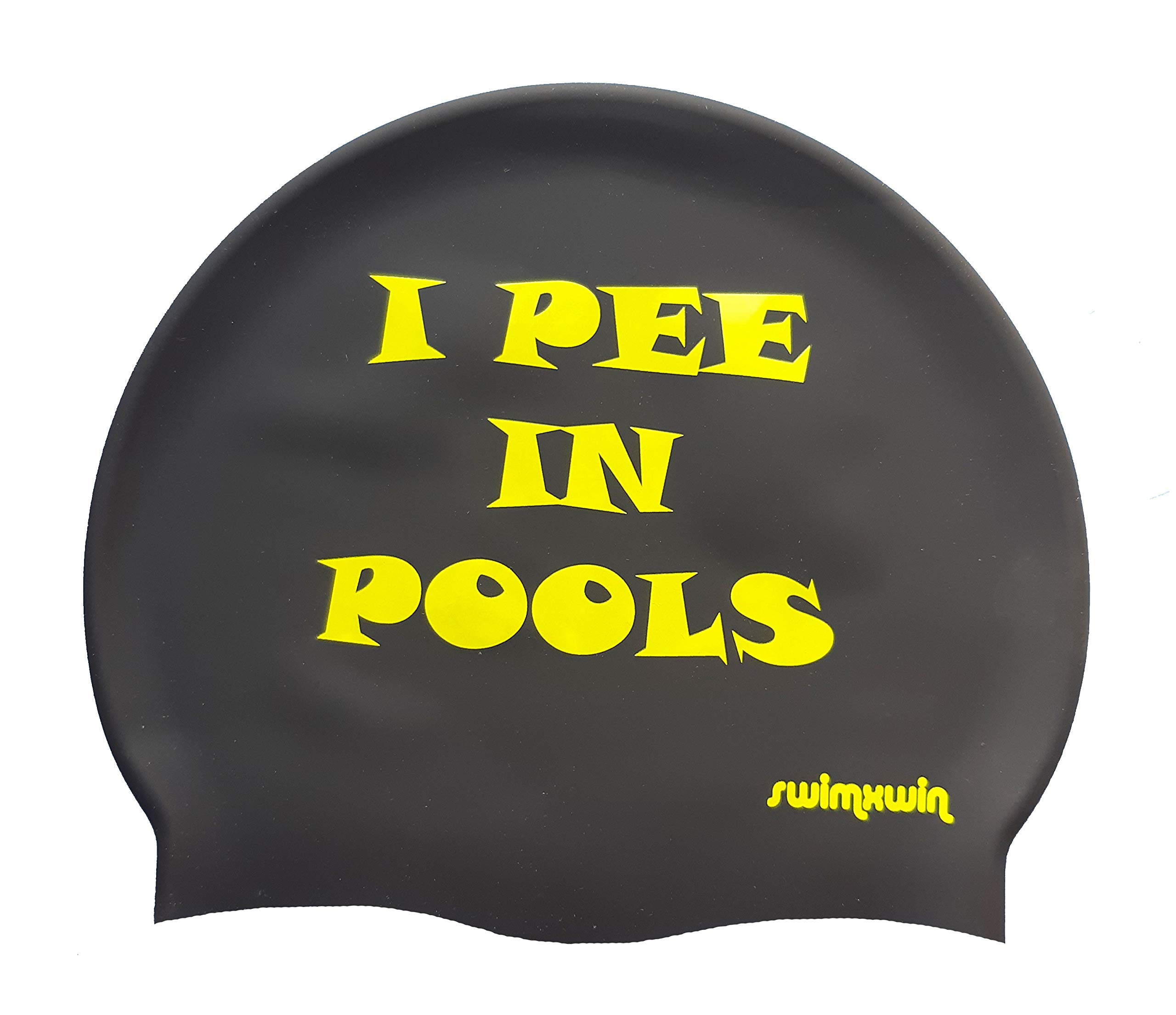 I Pee in Pools Silicone Swimming Cap | Fantastic Pool Cap | Swim Cap for Men, Woman and Kids | Great Comfort and Fit | Italian design and style