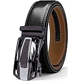 DOOPAI Men's Adjustable Ratchet Belt -White Leather Dress Belt for Men, Customizable Fit, Easy to Use, Maximum Durability