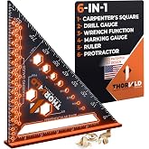 THORVALD 6-in-1 Carpenter Square 7 inch (1/16" Precision) - T Square Multi-Purpose Carpenter Tools : Wrench, Square, Protractor, Ruler, Marking Gauge, Drill Gauge