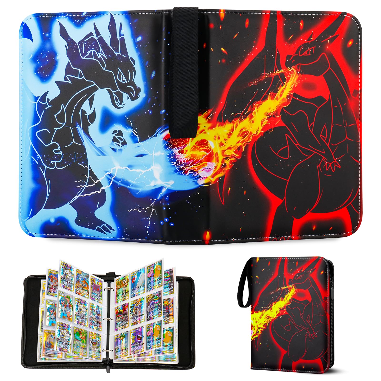 Card Binder for Kids,9 Pocket 50 Pages 900 Cards Capacity,Portable Waterproof PU Trading Card Binder Folder,Collectible Card Album This is the perfect for boys and girls (SL900)