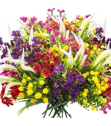 Daily Treasures 4-Pack Artificial Hanging Daisy Flowers - UV Resistant Outdoor/Indoor Decor, 45 Heads Each