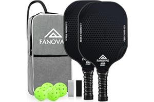 Fanovae Pickleball Paddles, USAPA Approved Carbon Fiber/Fiberglass Surface Pickleball Set of 2/1 with Bag/Cover, Pickle Ball Paddle Set ​for Men Women