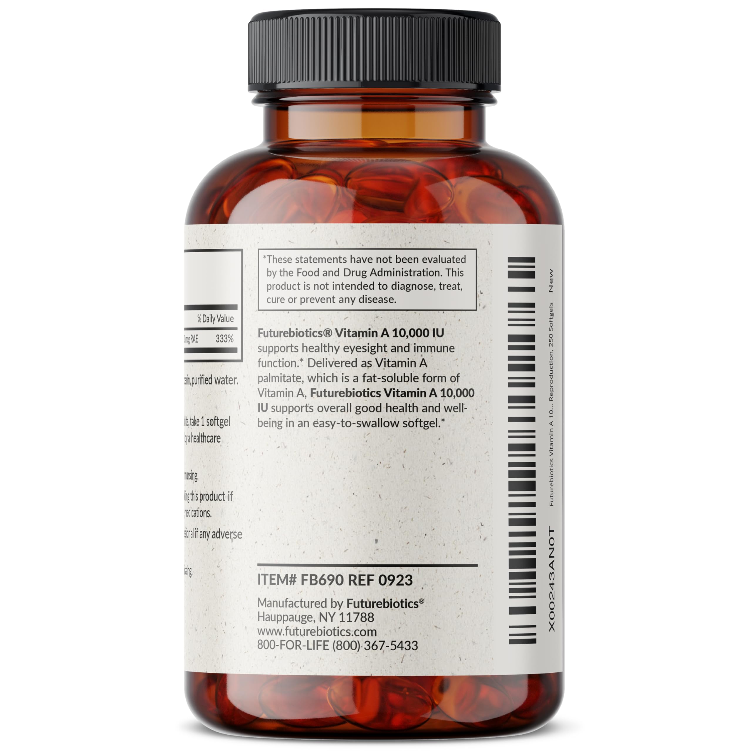 Futurebiotics Vitamin A 10,000 IU Premium Non-GMO Formula Supports Healthy Vision & Immune System and Healthy Growth & Reproduction, 250 Softgels
