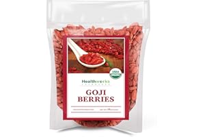 Healthworks Organic Dried Goji Berries - 16oz /1lb - 1 Pack - Vegan and Non-GMO Certified Organic Raw Sun-Dried Goji Berries