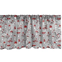 Ambesonne Mushroom Window Valance, Nature Garden