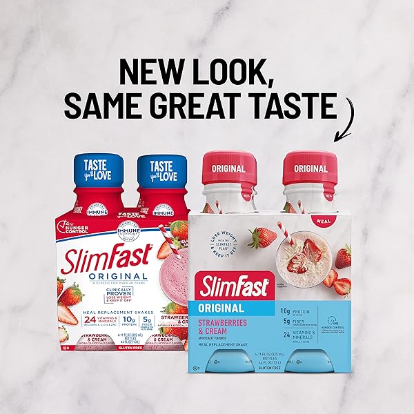 SLIMFAST ORIGINAL STRAWBERRIES & CREAM MEAL REPLACEMENT SHAKES, 4 CT, 11 FL OZ