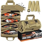 Tool Bag Roll Up, UUP Heavy Duty Rolled Empty Tool Storage Organization, Portable Foldable Rollup Organizer with 2 Small Pouches, Rollable Carrying Toolbag, Dad Men Mechanic Birthday Gifts, Khaki