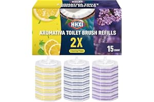 HHXI 15Ct Aromative Toilet Brush Refills, Double-Layer Cleaning Pads Added, Toilet Brush Wand Stater, Compatible with Most Toilet Brushes，Lemon, Blue Ocean, Lavender（Patented）