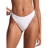 CRZ YOGA Nexfeel Low Rise Cheeky Bikini Bottoms | Double Layer, High Cut Leg, Skimpy Bum Coverage, Buttery Soft, Curved Front, Swim, Bathing Suit Briefs for Women