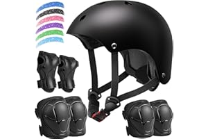 DARME Kids Bike Helmet Set, Adjustable Helmet for Ages 2-3-5-8-14 Year Boys Girls, Toddler Pad Set with Knee and Elbow Pads for Bike, Roller, Skating, Scooter, Longboard and More Sports, 6 Color