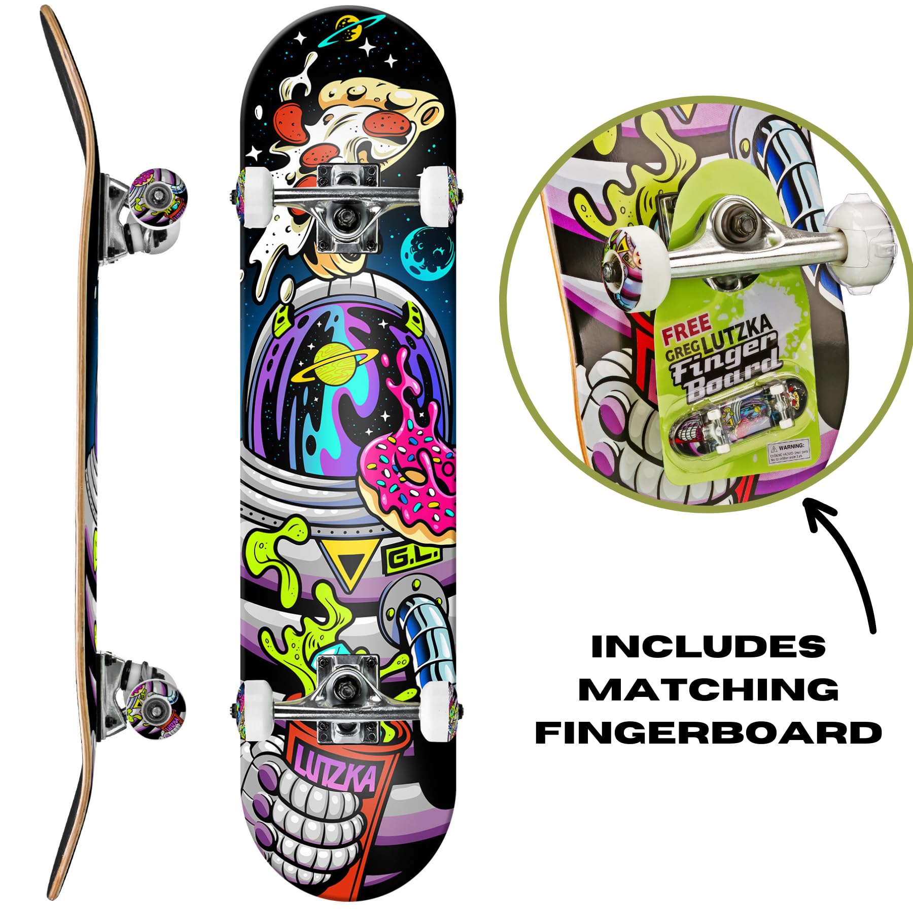 Roller Derby Deluxe Series Complete Skateboard for Beginners, Kids, Teens and Adults