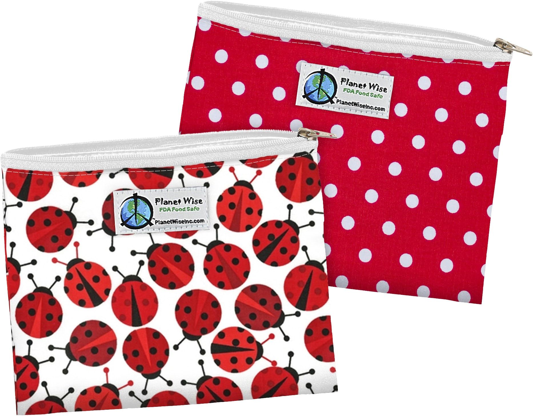 Reusable Sandwich and Snack Bags (Sandwich 2 Pack, LadyBug/Red Dot)