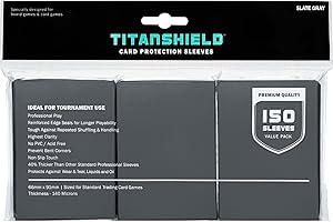 TitanShield Premium Slate Gray 150 Sleeves Standard Size Board Game Trading Card Sleeves Deck Protector for Magic The Gatheri