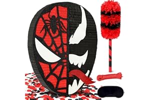 Spider Piñata, Funny Venom Tongue Shape Pinata for Boy's Birthday Celebration Decoration Supplies, Includes 24" Bat Stick, Ey