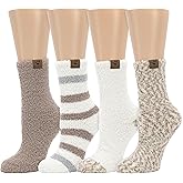 BEARPAW 4 Pair Pack Cozy Super Soft Lounge Socks Multi Pattern Crew Socks