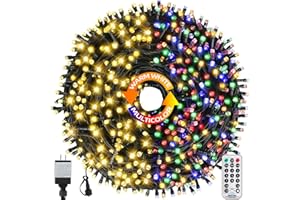 MZD8391 170FT 500 LED Christmas Lights Outdoor Indoor, Waterproof Color Changing Christmas Tree Lights for Christmas Decorations with Timer, Memory [11 Lighting Modes] (Warm White+Mulitcolor)