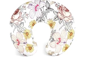 HNHUAMING Floral Nursing Pillow Cover, Breastfeeding Pillow Slipcover for Baby Girls, Soft Snug Fits On Newborn Feeding Pillow Case