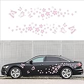 BLAJR Butterfly Flower Graphic Car Sticker Fun DIY Waterproof Decal for car Door Hood Bumper Windows Motorcycle Laptop Doors and Windows Vinyl Accessories(Pink) 74PCS