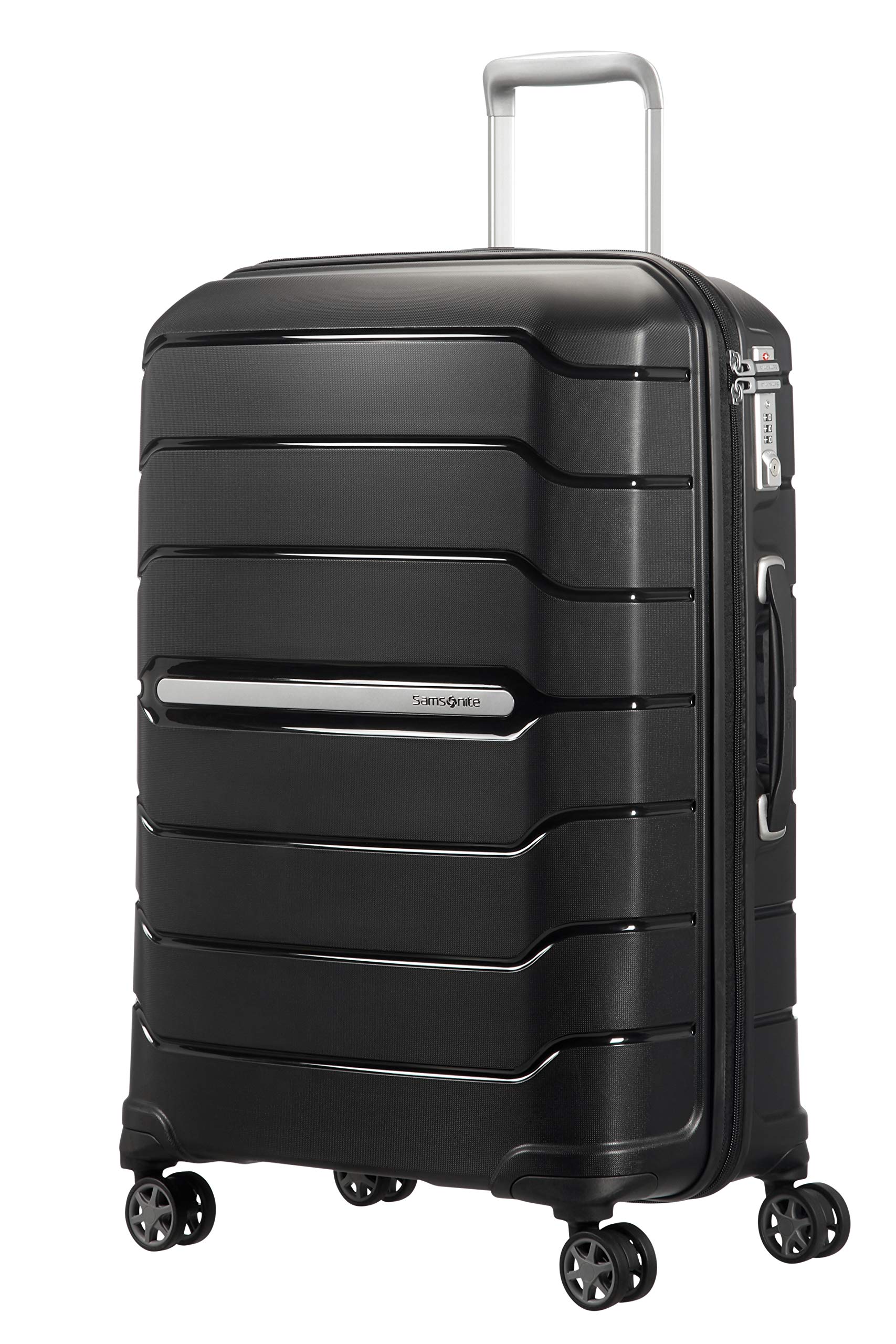 Samsonite Flux - Spinner M, Expandable Suitcase, 68 cm, 75/85 L, Black (Black)