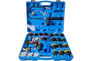 MKING 28PCS Coolant Radiator Pressure Tester Kit Universal Vacuum Cooling System Purge Refill Leak Refiller Tool Set