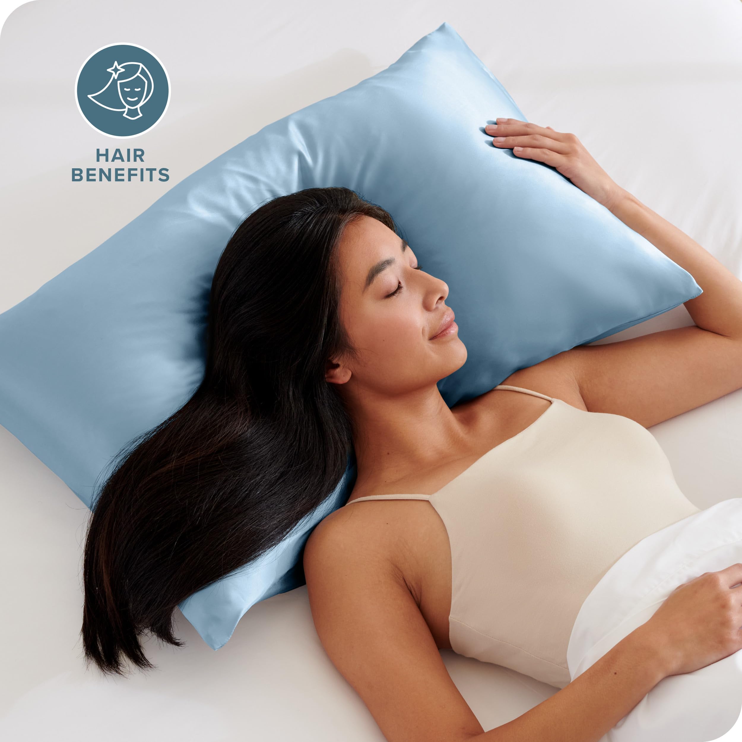 Bare Home Satin Pillowcases for Hair and Skin - 2 Pack Standard (20x26) - Luxury Pillowcases - Envelope Enclosure - Soft and Smooth Satin - Breathable - Similar to Silk (Light Blue, 2 Pack) - Image 2