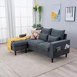 Panana Grey Fabric Corner Sofa 3 Seater with Ottoman L Shape Living Room Suite view 4