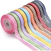 LaRibbons Gingham Ribbon Set, 100 Yards, Plaid Craft Ribbons | 10 Assorted Rolls (3/8" X 10 Yd Each), Perfect for Gift Wrapping, Crafts, Spring Easter and Party Decor
