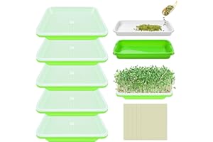 Legigo 5 Pack Green Seed Sprouter Trays- Soil-Free Cultivation Germination Tray, BPA Free Nursery Tray with Planting Paper fo